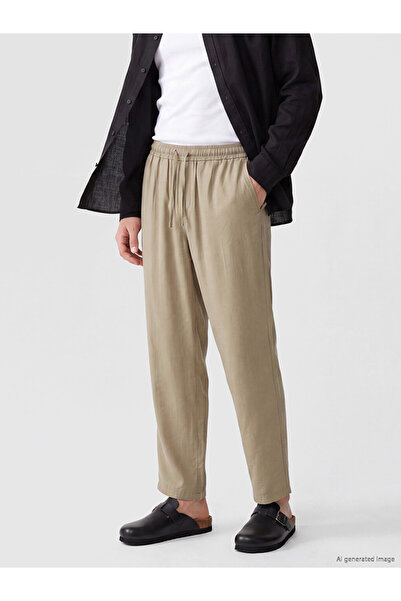 LC Waikiki Vizyon New Season Beige Relax Fit Linen Look Men's Trousers