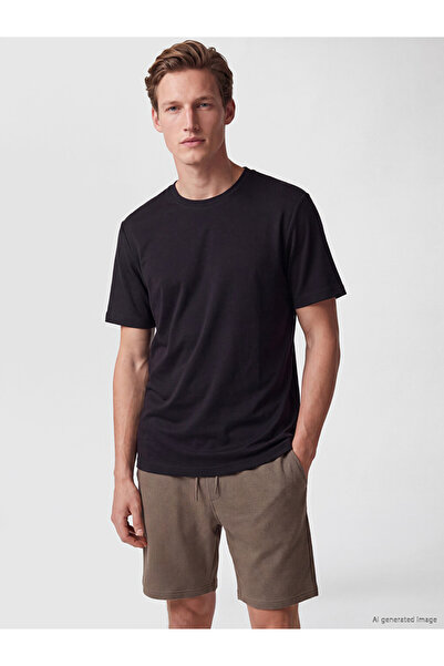 LC Waikiki Peak New Season Black Crew Neck Men's T-Shirt