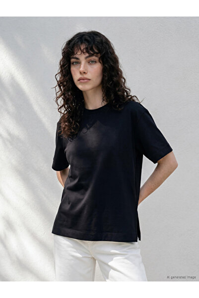 LC Waikiki Black Cotton Women's T-Shirt