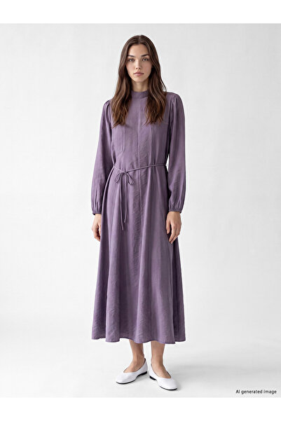 LC Waikiki I Dik Roba Collar Belted Modal Blend Dress from Freezen Store
