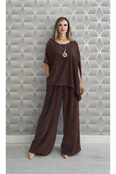 styleFlex Compleu Damă Elegant cu Pantaloni Largi – Set cu Colier Inclus, Tal...