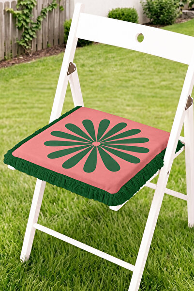Realhomes Large Daisy Flower Motif Fringed Zippered Chair Cushion - Retro and...