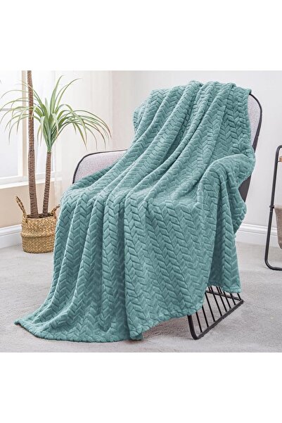 Exclusivo Mezcla Celadon Fleece Throw Blanket for Couch and Bed, 50x70 Inches...