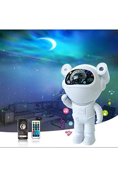 PlayFun Проектор Астронавт със светлини и звезди, Bluetooth колонка, регулиру...