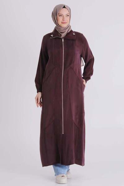 ottoman wear Behrem Büyük Beden Tesettür Cupro Ferace Böğürtlen OTW28083