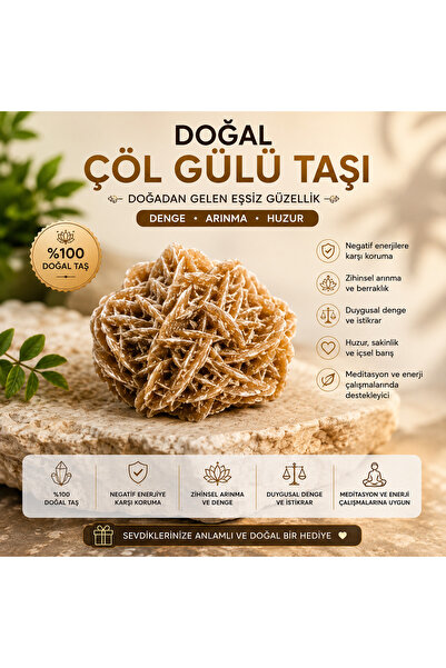 The Magıc of Healıng Doğal Çöl Gülü Taşı Ham Kristal 5-6cm | Dekoratif, Kolek...
