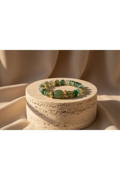 La sauvagine Green Natural Stone with Luck and Prosperity Energy Luxurious De...