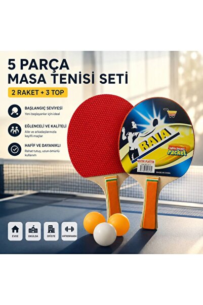 PRIME SPORTS Masa Tenisi Seti 5 Parça | 2 Masa Tenisi Raketi + 3 Top | Başlan...