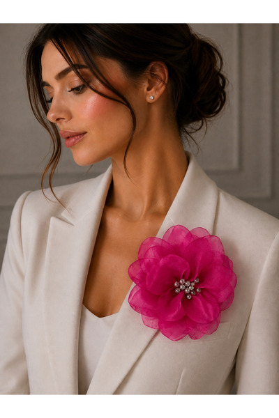 WOWMOM Taş Detaylı Büyük Çiçek Broş – Ceket, Blazer, Elbise ve Özel Gün Kadın...