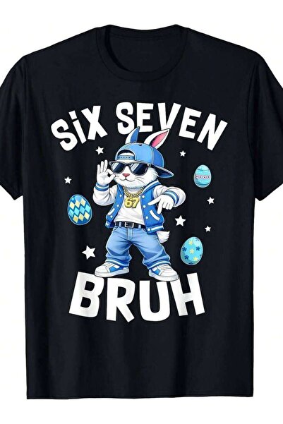 9JY تي شيرت عيد الفصح Six Seven Bruh 67 Bunny Glasses للرجال والمراهقين والأو...