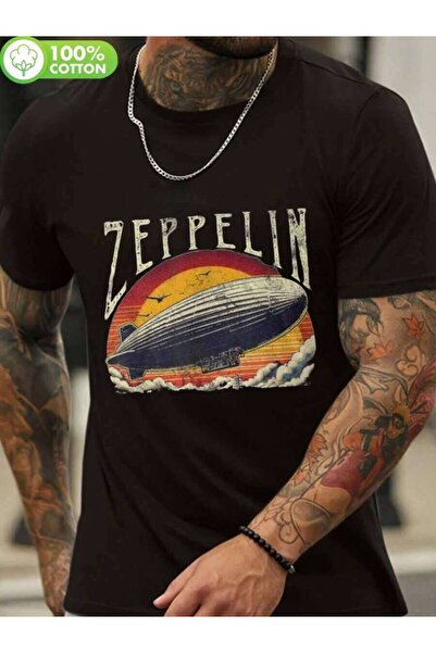 kai22 Men's Retro Zeppelin T-Shirt - 70s 80s Hot Air Balloon Design, Black Co...