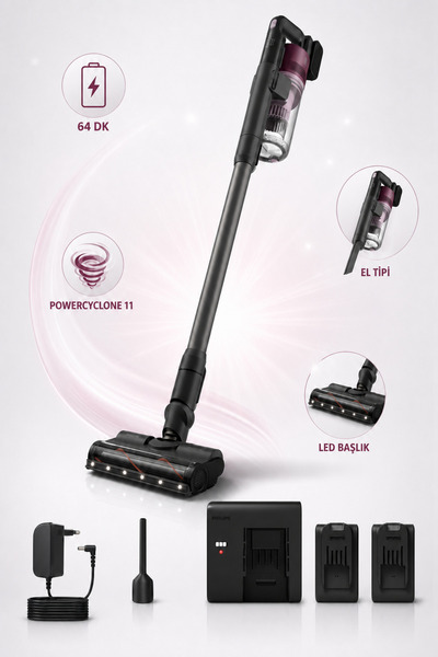 Philips 6000 Serisi Çift Bataryalı Şarjlı Dikey Süpürge Uzun Kullanım Süreli ...