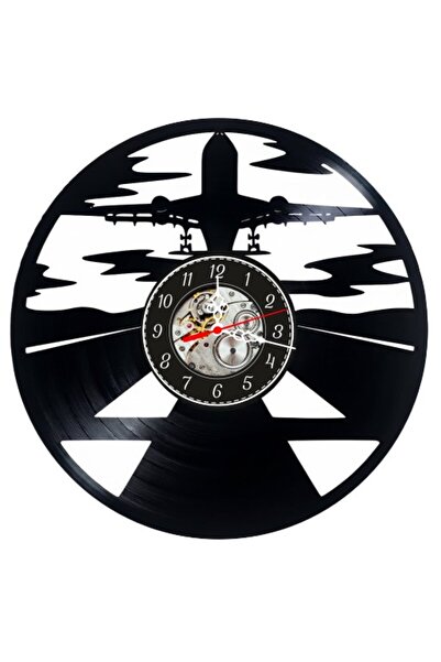 OEM Ceas de perete decorativ din disc de vinil, Model aviatic, Avion de linie...