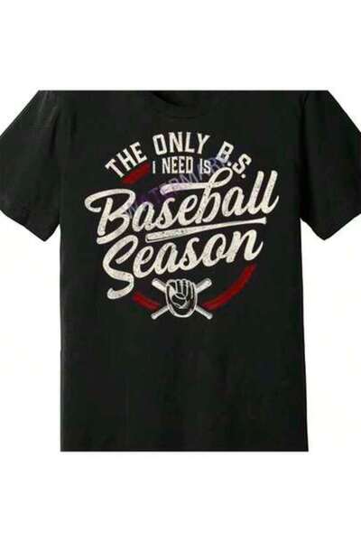 4Car تي شيرت رجالي مطبوع عليه The Only BS I Need Is Season Vintage Baseball 5...