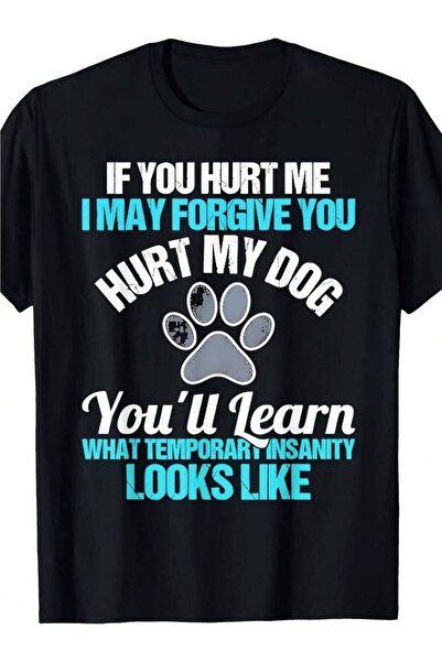 KYMC07 تي شيرت كاجوال للرجال بطبعة "Hurt My Dog Temporarily Crazy" وطبعة مخلب...