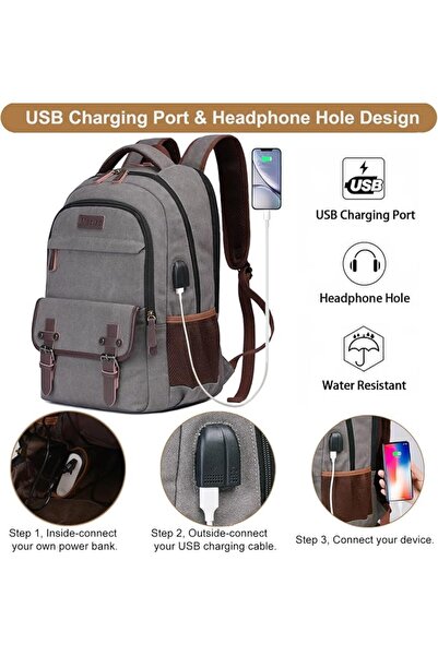 Mactso Canvas Laptop Backpack for Men Women,Travel Work Rucksack Computer Bag...