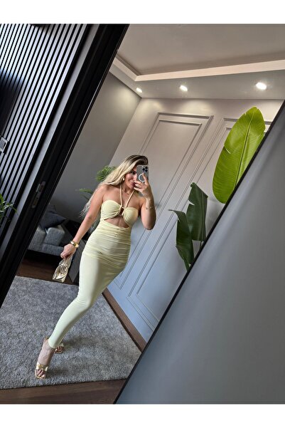 3e Rose GOLD DETAY UZUN ELBİSE