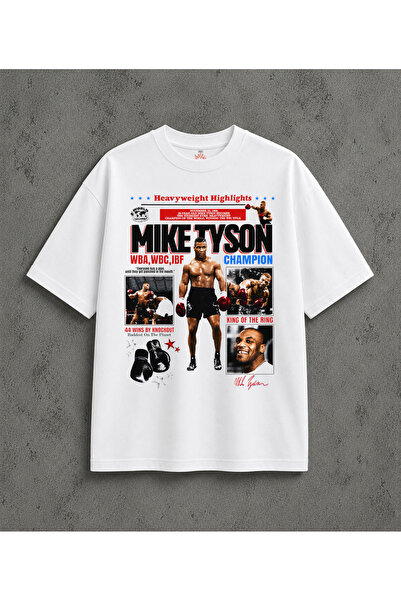 kun inaki Mike Tyson Baskılı Beyaz Unisex Tişört