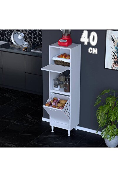 Eliusta Mayra 40 cm Çok Amaçlı Kiler Dolabı Mutfak Banyo Düzenleyici Tek Sepe...
