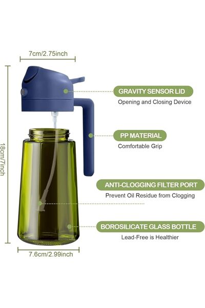 GENERAL YARRAMATE 470ml Light-Blocking Dark Oil Sprayer for Cooking, 2 in 1 O...