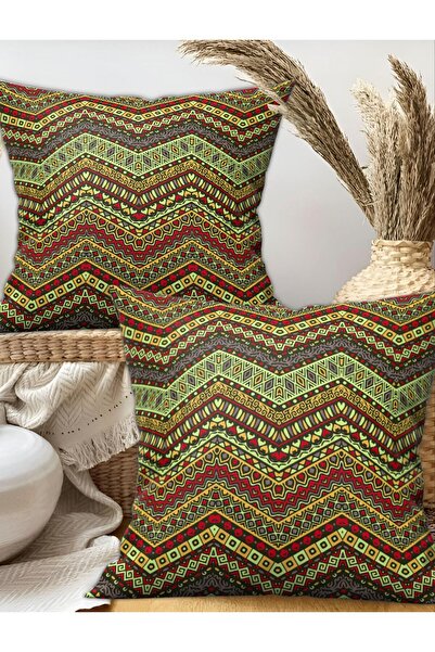 Ardizayn Zig Zag, 43X43Cm Velvet Fabric 2-Piece Throw Pillow Cover - Double-S...