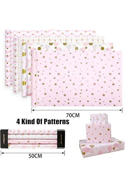 ALMEKAQUZ 4 Gift Wrapping Paper Roll Set Pack,Gift Kraft Wrap Paper Birthday ...