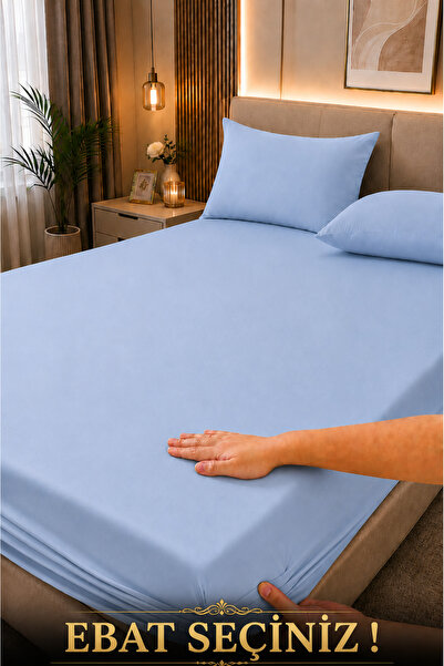İsmail Gürel Cotton Elastic Bed Sheet Set with Pillows Solid Color (Select Size)