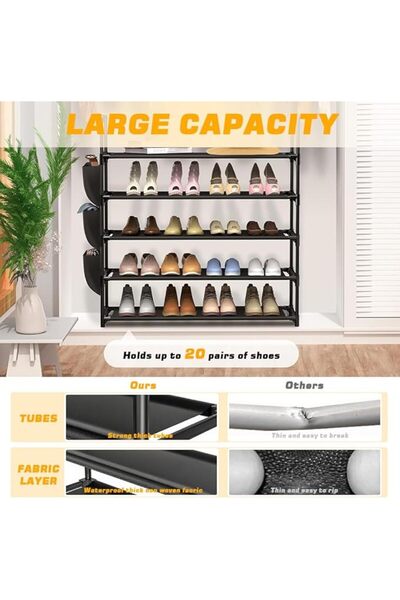 Hannea ® 5-Tier Shoe Rack for Entryway, DIY Assembly Shoe Organizer Rack with...