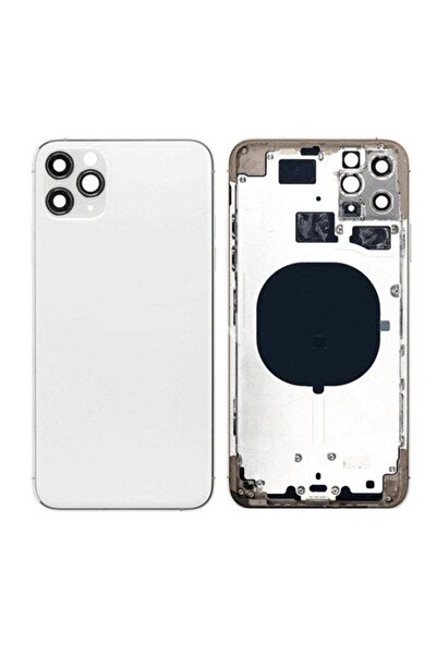 OEM Πίσω Πλαίσιο Με Τζαμάκι Και Πλαϊνά Κουμπιά iPhone 11 Pro Max Λευκό