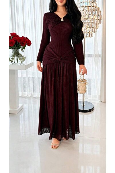 Generica Generic Muff Pleated Front and Flowing Skirt Evening Gown