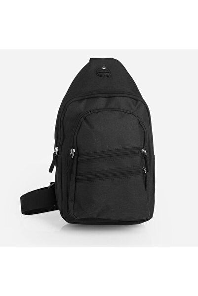 OEM Geantă sling neagră pentru bărbați 19x10x34cm - Curea reglabilă, Port pen...