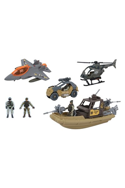 OEM Set Echipă de Misiune Militară: Avion de Vânătoare, Elicopter, Mașină, Ba...