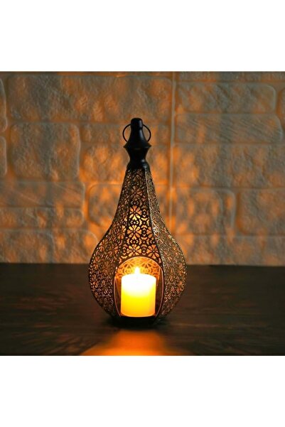 KASTWAVE 11.6-inch Moroccan Lantern Candle Holder – Vintage Gold Decorative L...