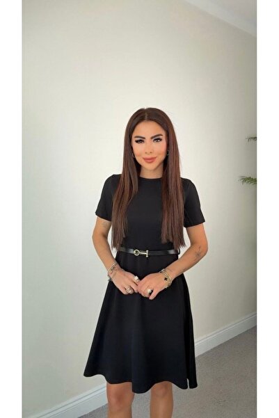 Wear Up فستان نسائي قصير الأكمام بحزام عند الخصر