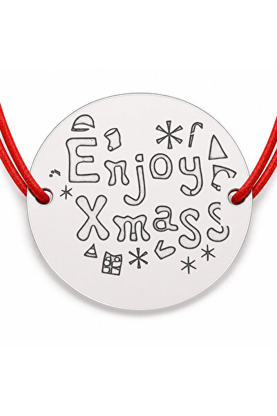Simoshop Brățară argint 925 cu bănuț mesaj Enjoy XmaSS și simboluri festive, ...