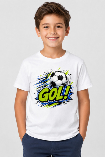 BB T SHIRTS تي شيرت قطني بأكمام قصيرة منقوش للأولاد من Gol Futbol