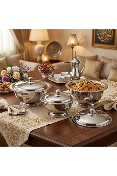 Generic "Prince" Stainless Steel Curry & Serving Bowl Set (3 Sizes)