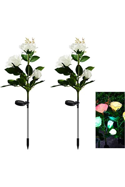 STARSTAR Two Outdoor Solar Garden Lights Artificial Rose Landscape Lights Pat...