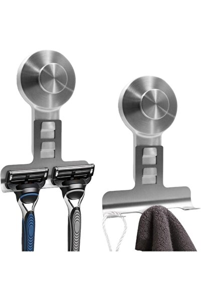 STARSTAR 2-Pack Waterproof Metal Suction Cup Shower Hooks with Built-in Razor...