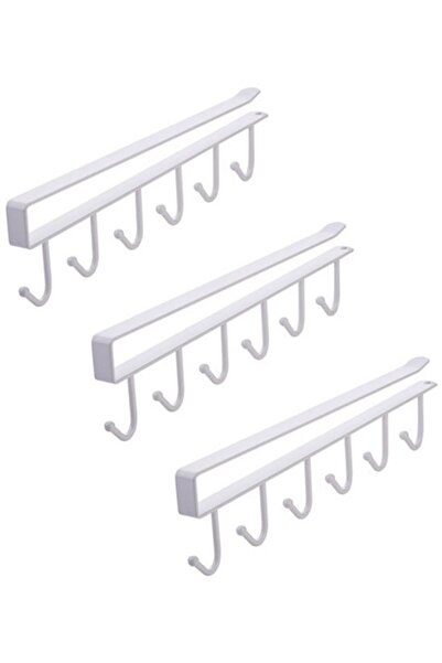 STARSTAR 3-Piece White Under-Cabinet Coffee Mug Cup Holder Hanging Rack with ...