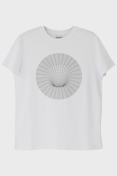 lofux Wormhole Circle Printed Modern Science and Technology White T-Shirt