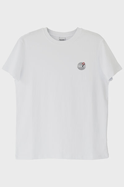 lofux Music Is the Important Part Printed Record Design White T-Shirt