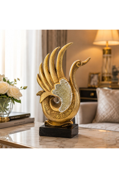 Dania 🦢   Luxury Decorative Swan Figurine 30X15Cm - Elegant Gold Artistic De...