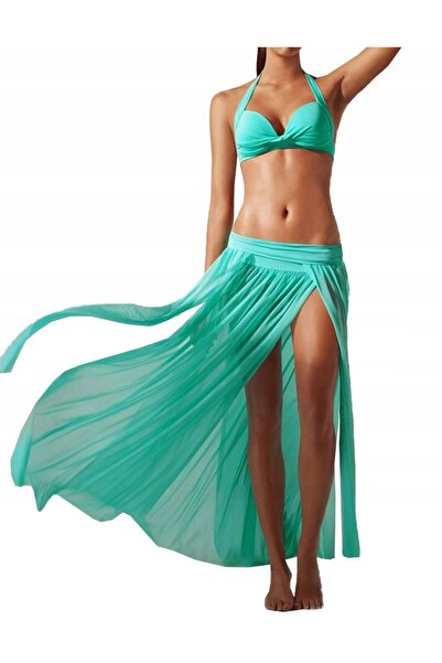 Generic Brand Fusta lunga marime universala verde menta boho tiul elastica 90cm