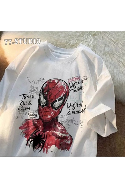 Vordevia تي شيرت أبيض كبير الحجم مطبوع عليه Hero للجنسين، تي شيرت يومي مريح ذ...