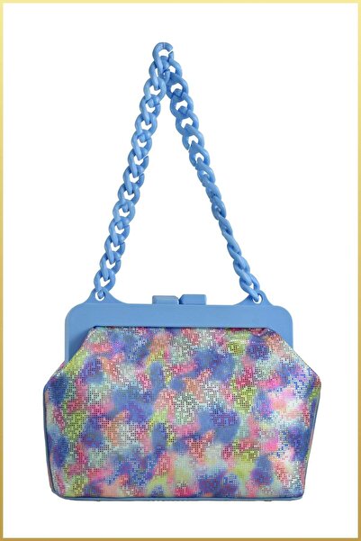 birizmoda Chin Women's Patterned Scholarship Hand and Shoulder Bag - Blue