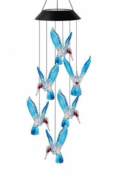 LEIHMANN Lampa solara decorativa cu colibri LED RGB, schimbare automata a culorilor, alimentare solara, rezistenti la apa IP65, pentru gradina, terasa si balcon