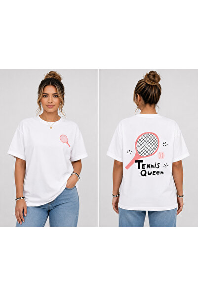 VODEXA Unisex Oversize Tennis Printed T-Shirt 100% Cotton Tennis Themed Comfo...
