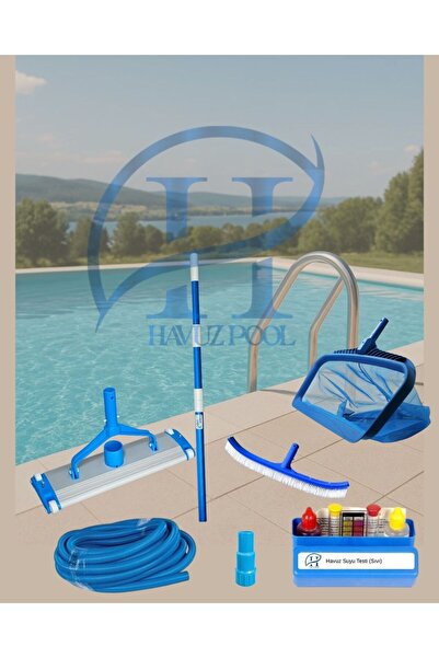 HavuzPool Havuz Temizlik Seti (Kepçe +Fırça +2x2,4 m. Teleskopik Sap +20m. Ho...