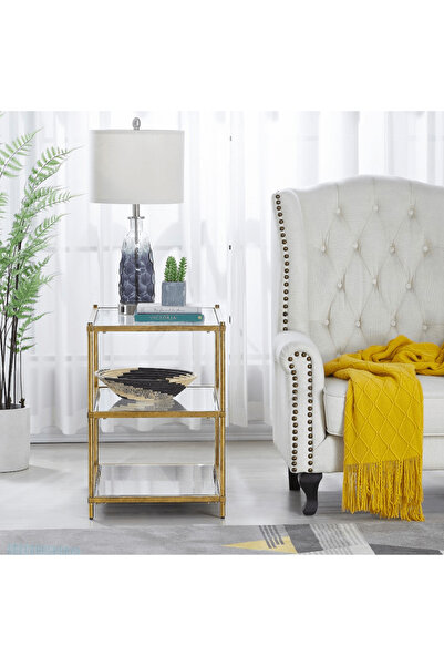 Crestview Collection طاولة جانبية حديثة بثلاثة مستويات